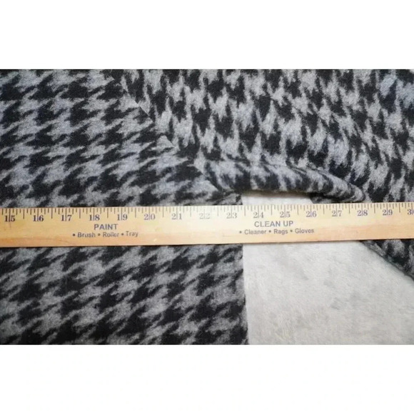 Max Studio Jacket Women Black Gray Knit Houndstooth Long Wool Blend Coat 1X - Picture 10 of 11